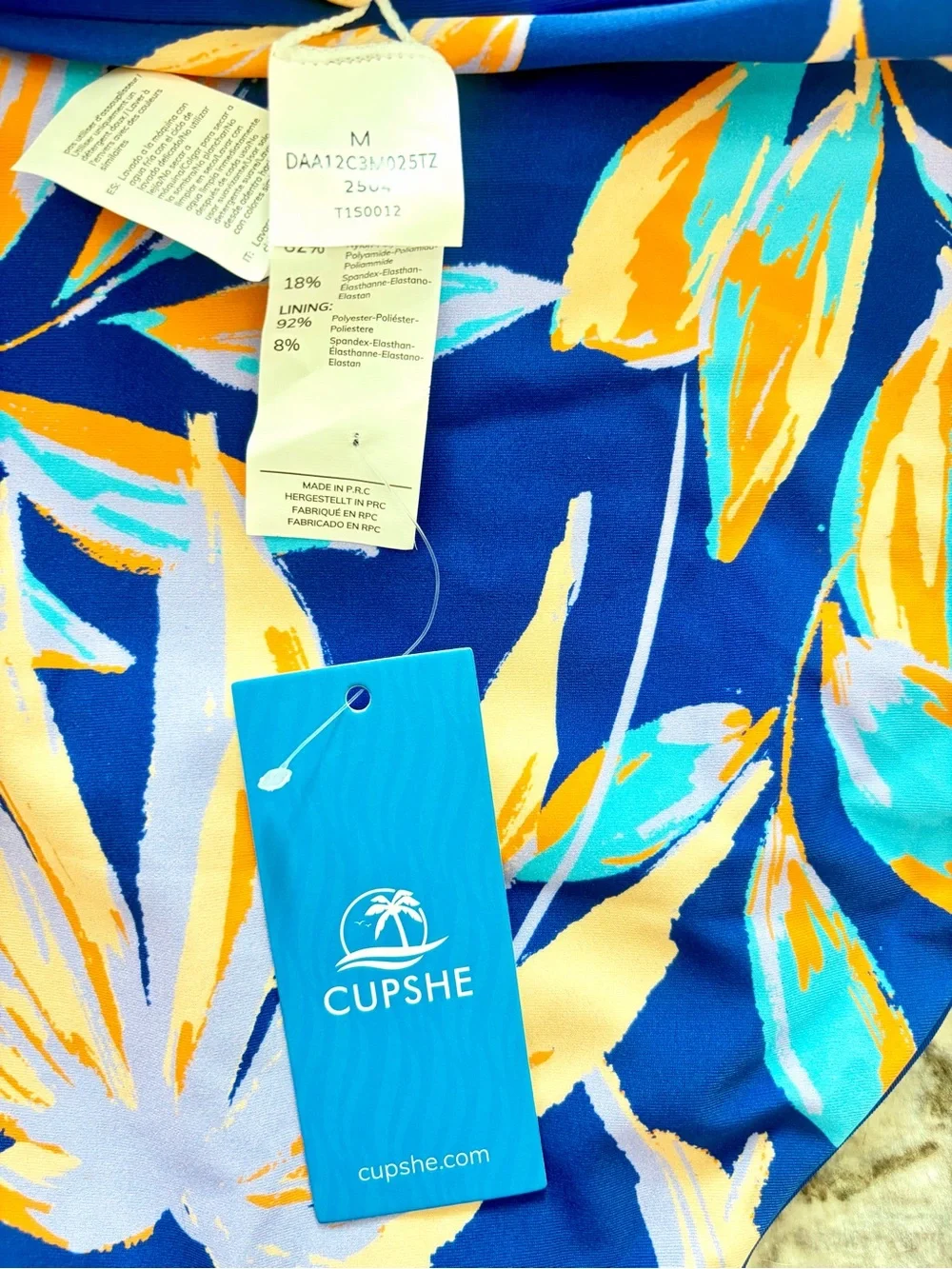 Blue Cupshe Tropical Leaf Print Women's Bikini Set